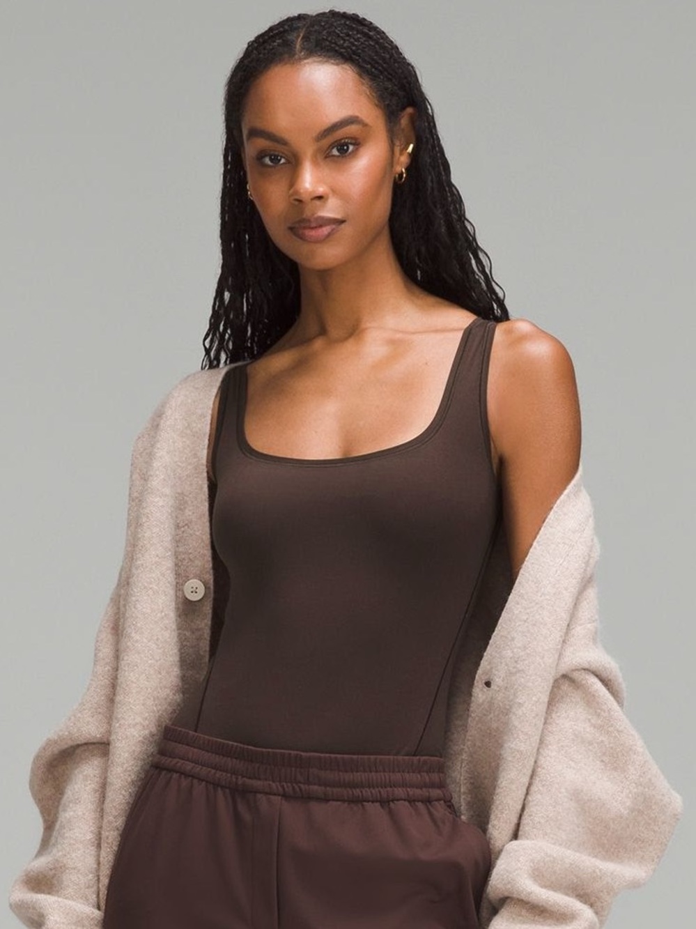 lululemon athletica Brown Scoop-Neck Bodysuit